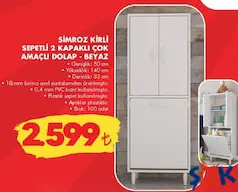 REMAKS SİMROZ KİRLİ SEPETLİ 2 KAPAKLI ÇOK AMAÇLI DOLAP BEYAZ fiyat ve kampanya bilgisi